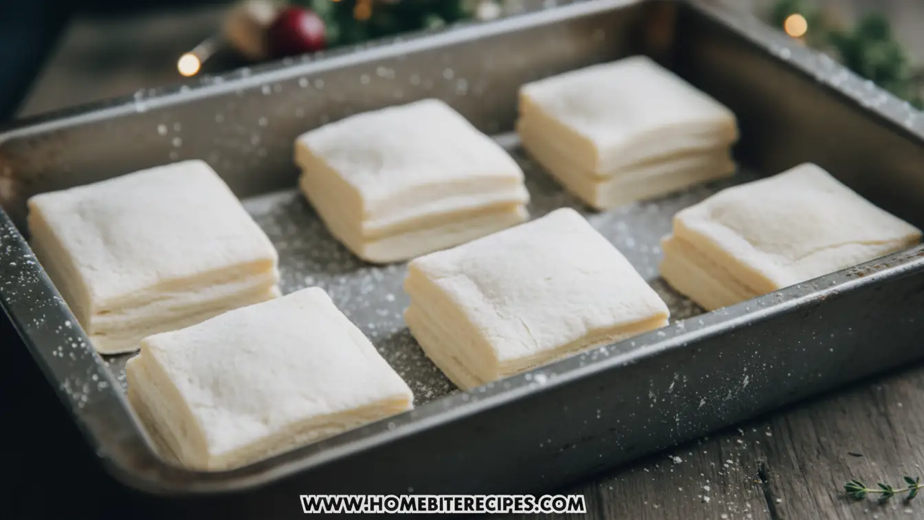 Cranberry Brie Puff Pastry Bites unbaked on a baking plate