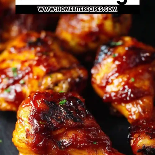 Close-up of juicy BBQ chicken legs cooked in an air fryer, coated in a glossy barbecue sauce with a perfectly caramelized finish.