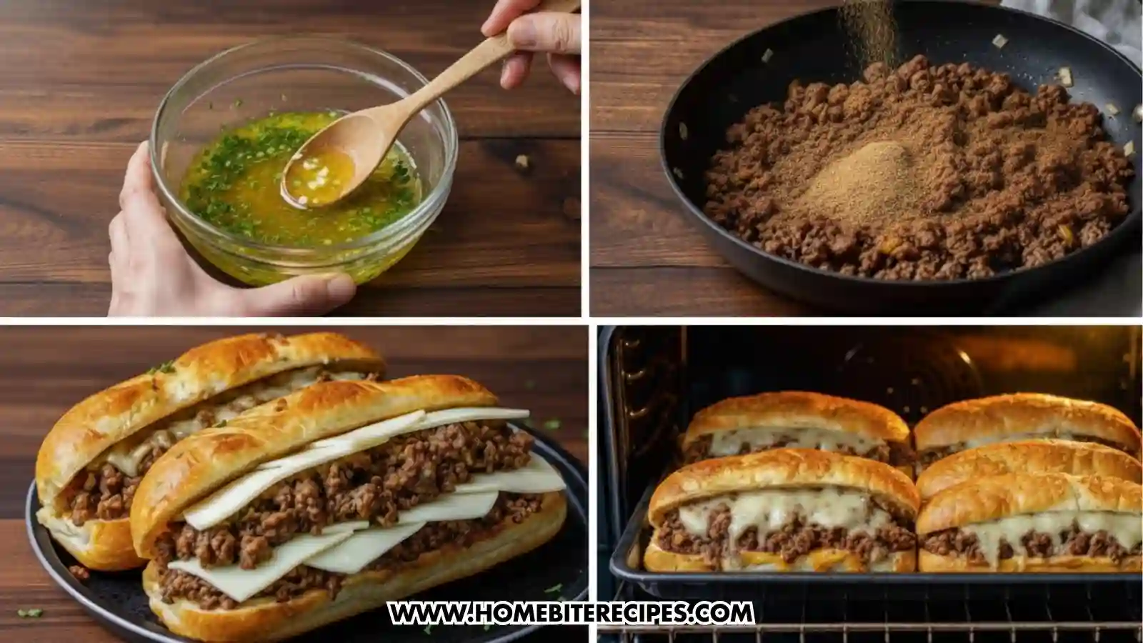Steps to follow to prepare these Cheesy Ground Beef Stuffed Garlic Bread
