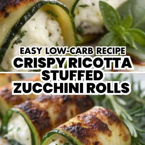 Crispy ricotta stuffed zucchini rolls pan-seared until golden and filled with herbed ricotta cheese.
