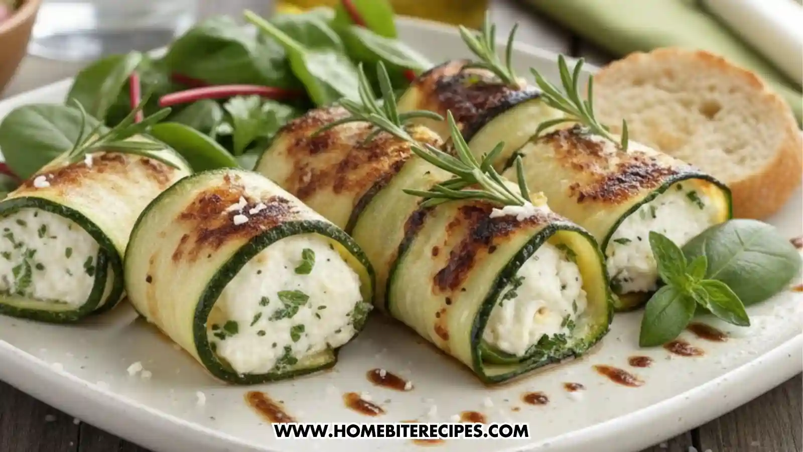 Crispy ricotta stuffed zucchini rolls pan-seared until golden and filled with herbed ricotta cheese.